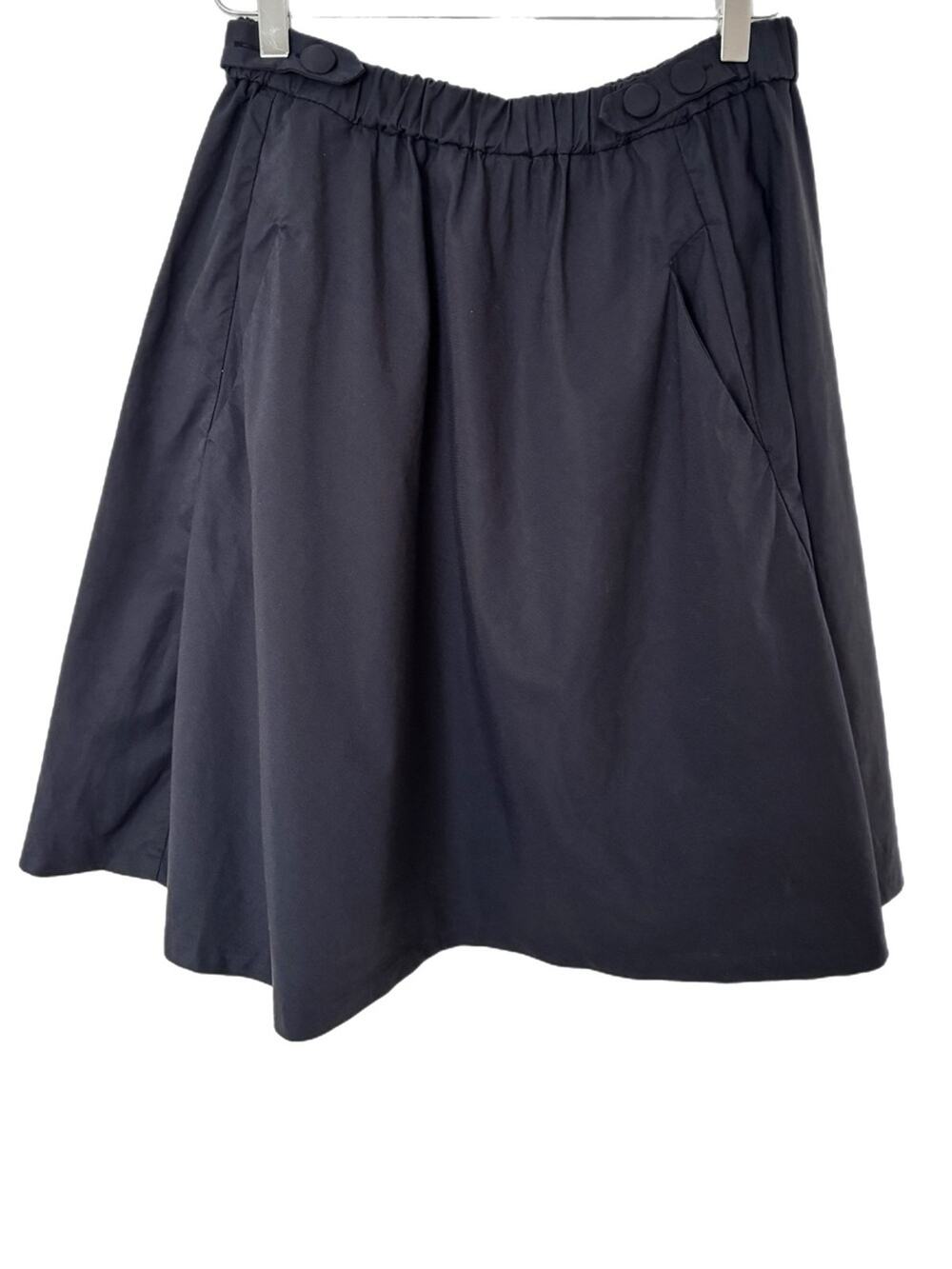 Zara Taffeta Navy Blue Flared Skirt Sz M